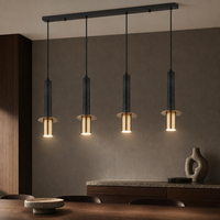 HäNgeleuchte Pendelleuchte Wohnzimmerlampe 4-Flammig Schwarz Metall H 130 Cm