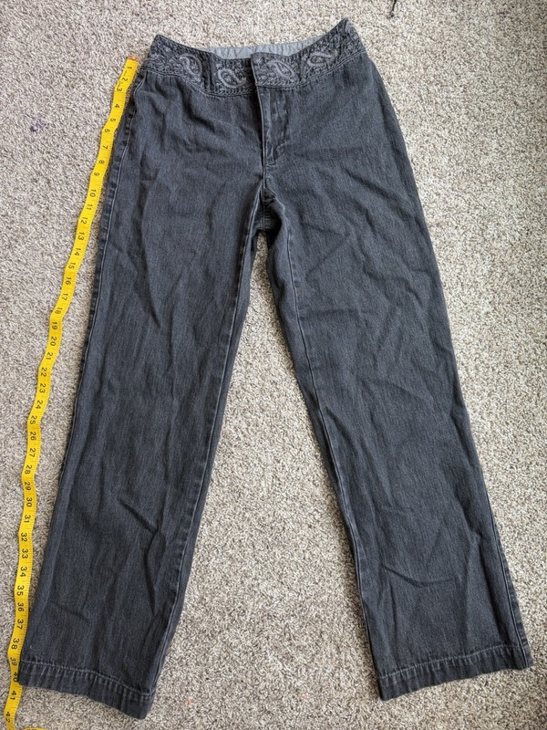 Y2K Liz Claiborne Women’s Dark Gray Straight Denim Jeans Stretch Pockets 