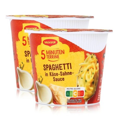 Maggi 5 Minuten Terrine Spaghetti in Käse-Sahne-Sauce 62g (2er Pack)