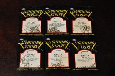 Lightning Strike Dry Fly Hooks DF3 Sizes 10 12 14 16 18 20 (25 Pack) Lot