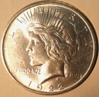 1922 Liberty Peace U.S. Silver Dollar, Philadelphia, uncirculated