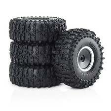 4Pcs 1.0 inch Aluminum Wheel Rims Tires For 1/18 TRX4M 1/24 SCX24 RC Crawler Car
