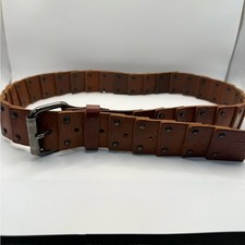 Mart Tag Brown Leather Studded Panel Belt Vintage Inspired 70s Western 36 Waist