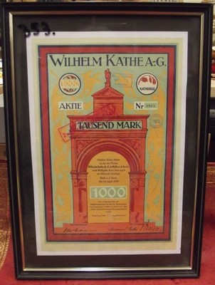 Bild Nr. 353, Abbildung einer Aktie, Wilhelm Kathe A.-G.,Halle an der Saale,1922