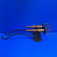 Metal & Wood Candle Sconces Wall Mount Gothic Medieval Prop Display Halloween x2