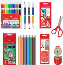 Back to School Supplies Set - 12 Duotip Markers, 12 Colored Ecopencils, Child Sa