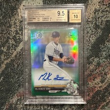 Mackenzie Gore Auto 1st 2017 Bowman Chrome Draft green Refractor BGS 9.5 Auto 10
