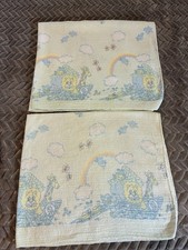 Baby Care Noahs Ark Vtg Baby Blankets Lot Of 2 Lion Elephant Giraffe Read Below