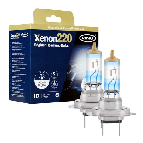 RING H7 Xenon220 Brighter Head Lamp Set (2 Bulbs) - E Approved & Road Legal 