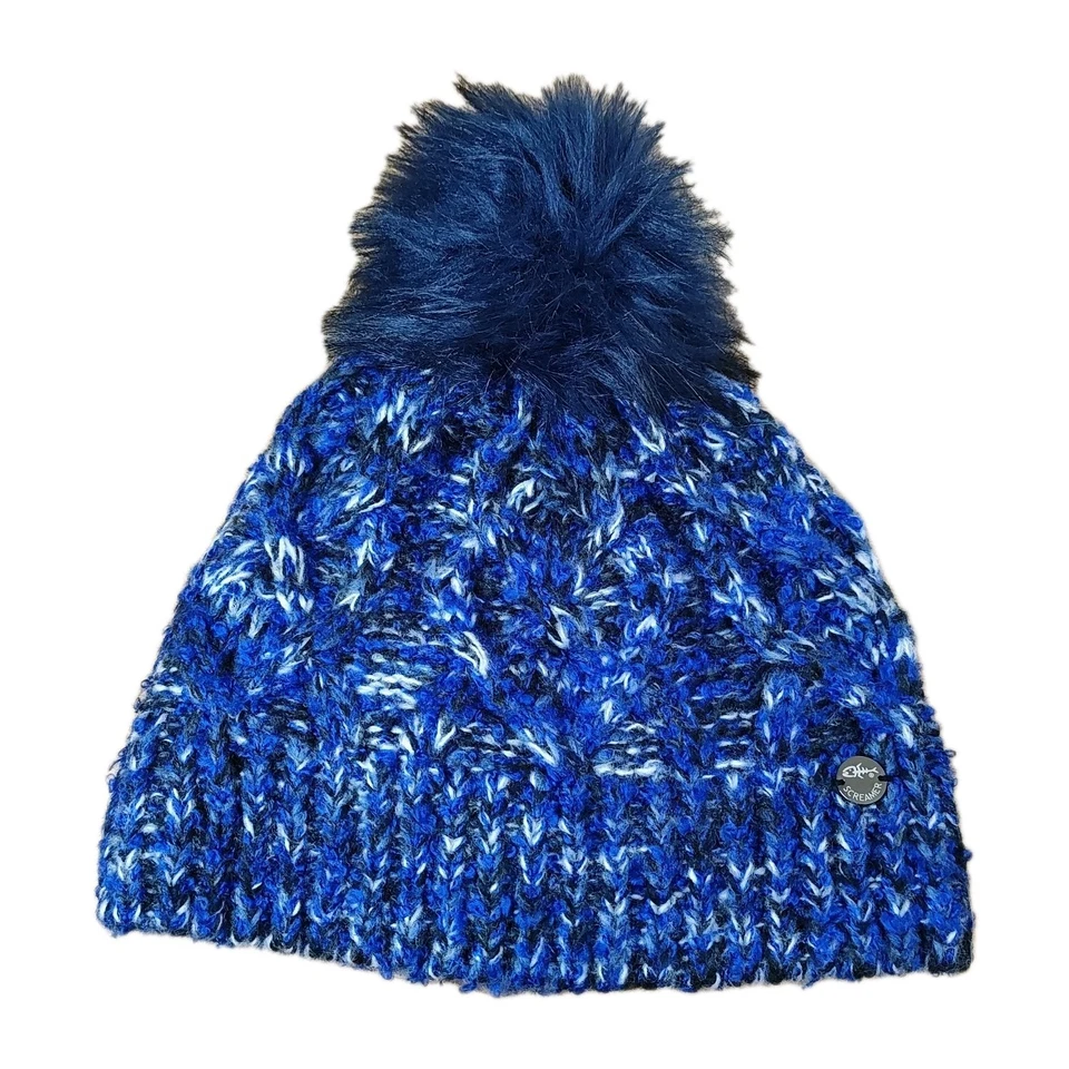 Gorro Screamer Pom Pom Mármol Azul Tejido con Cable Invierno Esquí  Foto 2 de 4