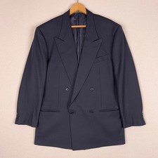 VTG 90s Giorgio Armani Navy Double Breasted Peak Blazer Suit Jacket 40R Italy