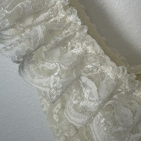 VTG Emil Bole Off White Ruffle Lace Lingerie Bodysuit Sz S Coquette Bridal