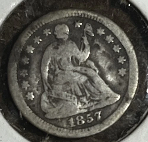 1857 Seated Liberty Half Dime Silver Circulated Coin Uncertified Collectible