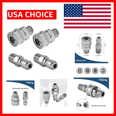 #ad 3 8 Inch Stainless Steel Quick Connect Pressure Washer Adapter Set 4 Pieces $25.64