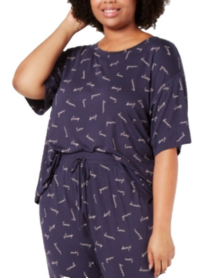 JENNI Ultra Soft Core Printed Short Sleeve Pajama Shirt Plus Size 3X  Sleepwear