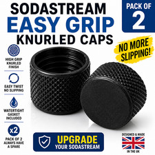 SodaStream Bottle Caps Easy Grip Knurled Lids No Slip Easy Open x2