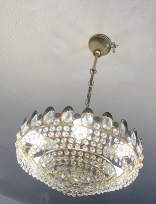 6-flammig funkelndes Bleikristall Leuchter Hängelampe Vintage