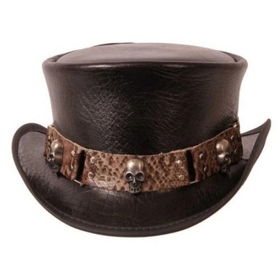 Leather Top Hat - Cosplay Gothic Steampunk Victorian Halloween Hat