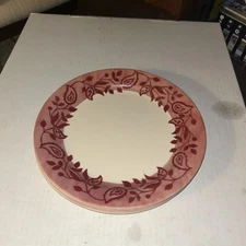 5 Corelle Gypsum Red Leaf Berry 10.25” Dinner Plates Break Chip Resistant EUC