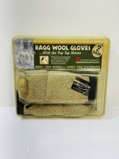 Vintage Jacob Ash Ragg Wool Gloves with pop top mittens. 2 pair. New old stock.