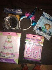 Huge Lot Baby Shower Party Supplies Banner Diaper Crowns Balloons Unicorn