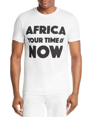 Africa Your Time Is Now WHITE/BLACK Graphic Tee, US X-Small