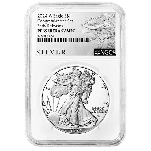 2024-W Proof $1 American Silver Eagle Congratulations Set NGC PF69UC ER ALS L...