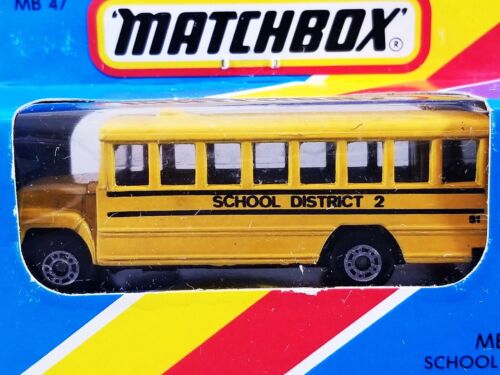 Matchbox School Bus / 1985 / MB47 / Unpunched Blue Window Box