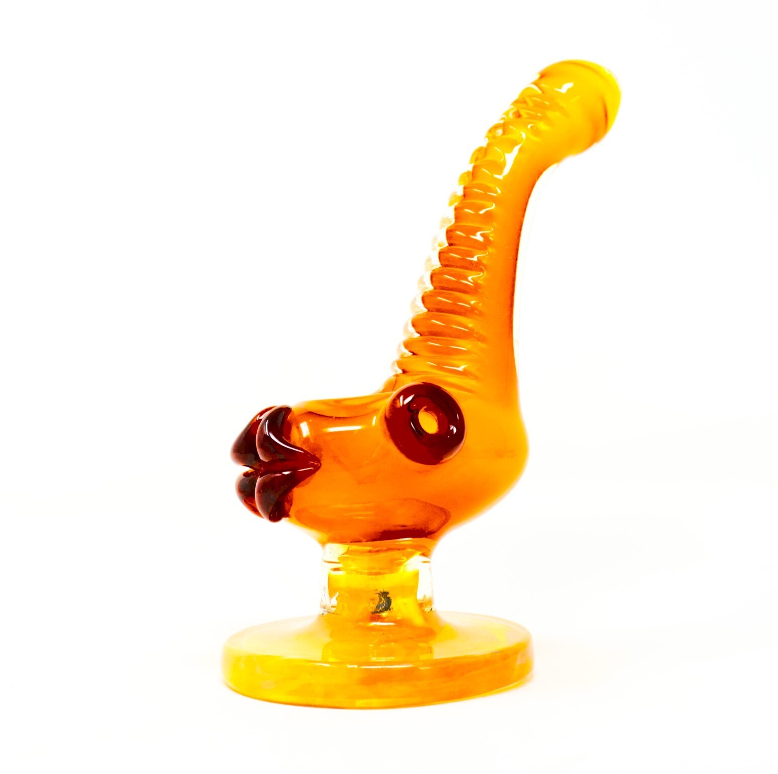 [Defect] 6" Amber Blaze Luxor Standing Glass Tobacco Smoking Hand Pipe MB-0003