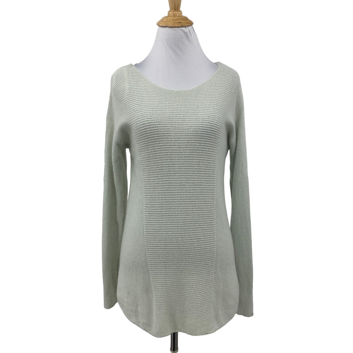 Max Studio Sweater Womens S Small Green Tea Cashmere Pullover Curved Drop  Tail