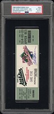 1988 WORLD SERIES GAME 5 FULL TICKET DODGERS TITLE#6 PSA 4 AUTO 9 OREL HERSHISER