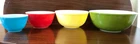 Set of 4 Vintage PYREX 4 COLORS of Nesting Mixing Bowls - 401 - 402 - 403 - 404