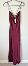 ASTR the Label Gaia Satin Slip Maxi Dress Sz M Deep Wine Burgundy Rare Tie New