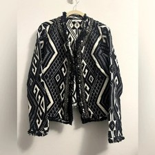 Anthropologie By Glamorous Abstract Tribal Quilted Open Jacket - Size M