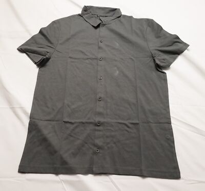 ASOS Design Men's Slim Fit Button Through Jersey Shirt CF6 Washed Black Medium