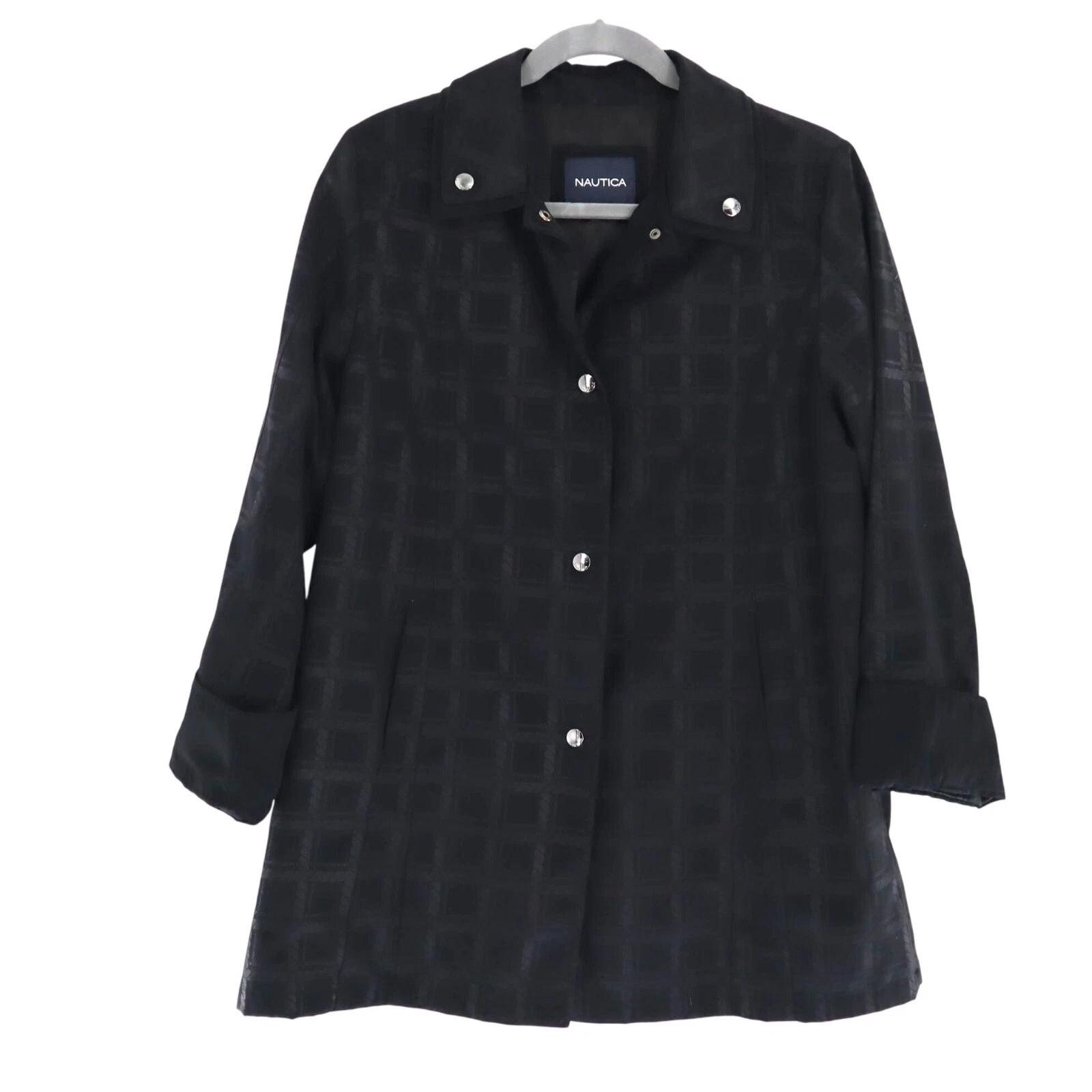 Nautica Rain Jacket Mens XL Black Classic Twee Transitional Career Timeless