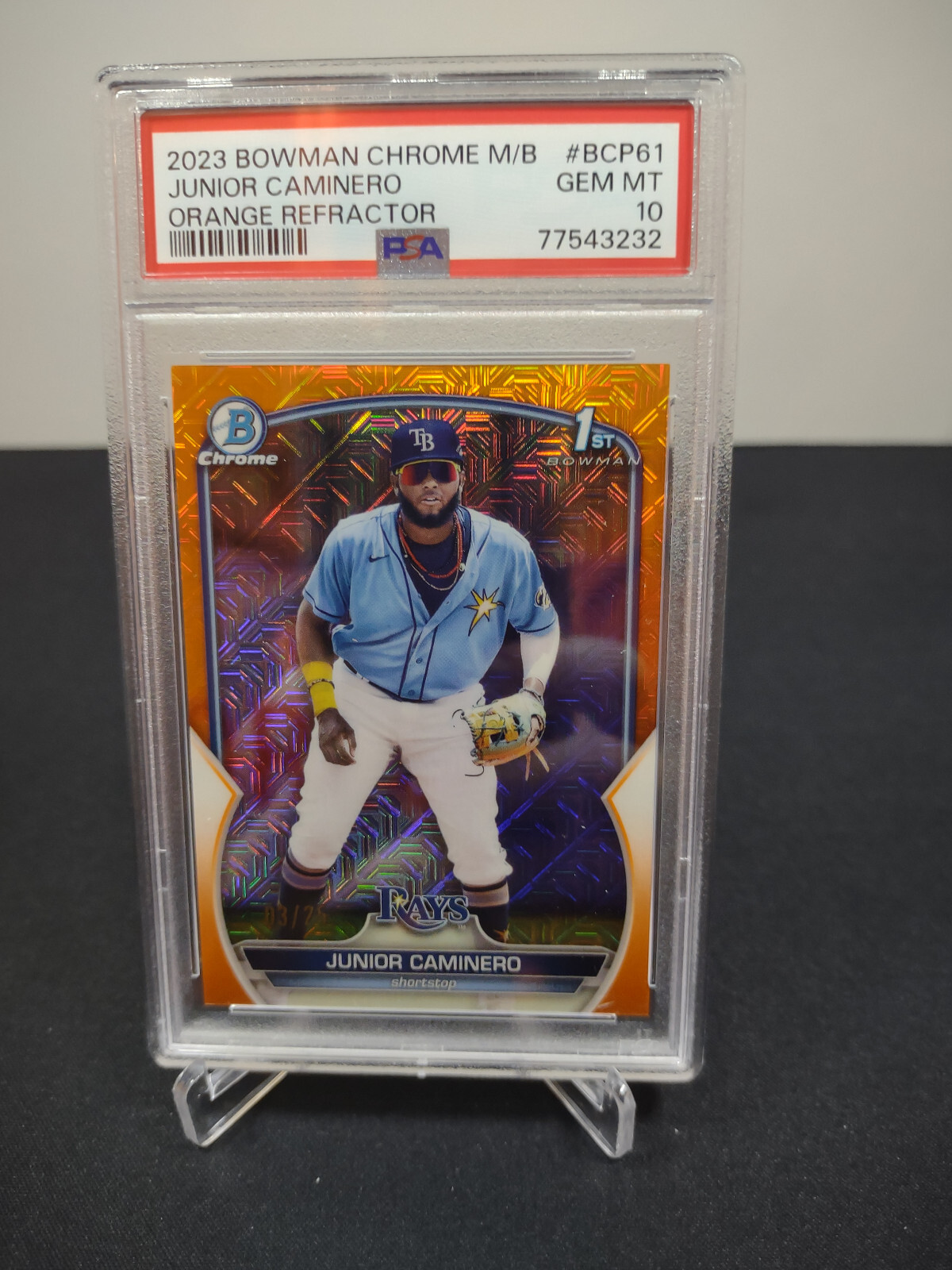 2023 Bowman Chrome JUNIOR CAMINERO ORANGE MEGA MOJO /25 PSA 10 GEM MINT #BCP61