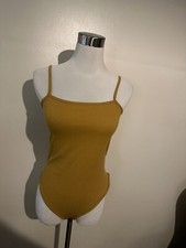 pretty little thing mustard bodsuit ribbed size 10