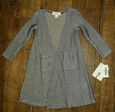 New NWT Girls LuLaRoe Sariah Black & Silver Duster Jacket Size 2 Elegant Line