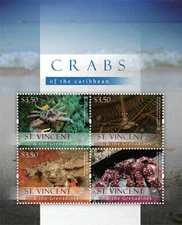 St. Vincent 2013 - SC# 3845 Crabs of the Caribbean Sea - Sheet of 4 Stamps - MNH