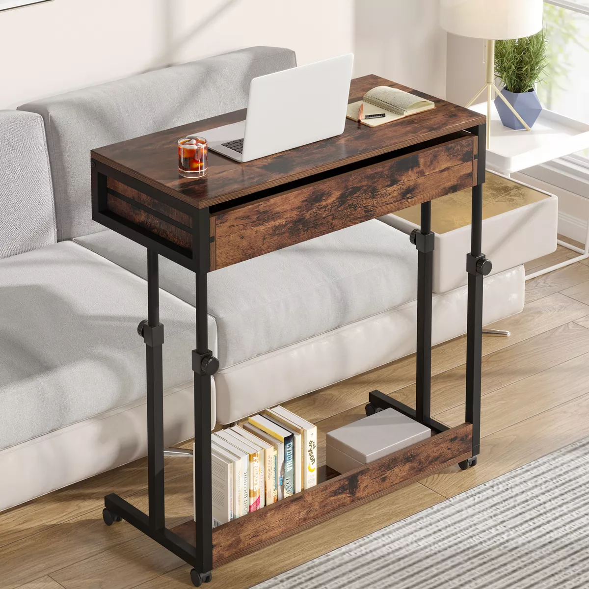 Rolling end table with drawers deals
