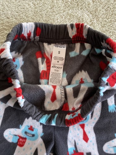 Carters Boys Gris Abominable Muñeco de Nieve Corbata Roja Taza de Café Lance Pijama Pantalones 5 - Imagen 6 de 6