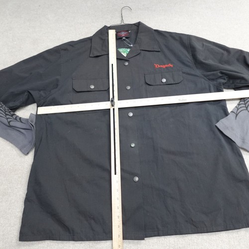Dragonfly Shirt Black 2XL Button-Up With Roadhouse Spiderweb Sleeves - Picture 9 of 13