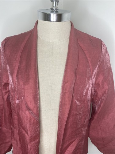 NEU Eileen Fisher Gr. L Schalkragen Jacke irisierend Leinen rosa Style 16fo-j445 - Bild 5 von 9