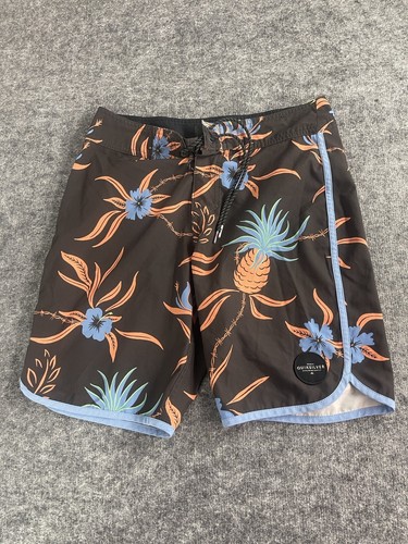 Quiksilver Board Shorts Mens 28 Brown Blue Swim Trunks Pineapple Print N100 - 第 1/8 張圖片