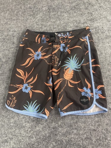 Quiksilver Board Shorts Mens 28 Brown Blue Swim Trunks Pineapple Print N100 - Picture 1 of 8