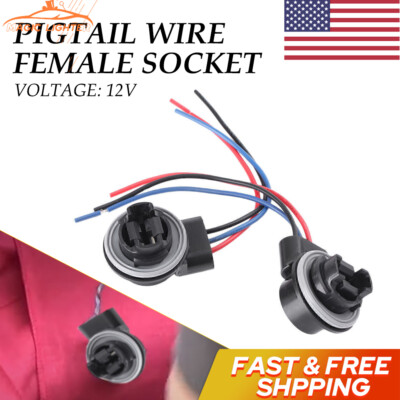 #ad 2PCS 3157 3156 Light Socket Harness Wire Connectors Turn For Signal Light Bulb $11.39