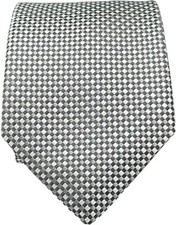 BISSE Necktie - Micro Fabric Men's Tie, White Square Patterned Tie, Men's Tie