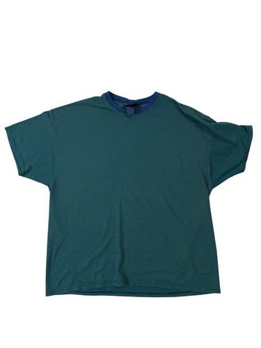 Vintage Striped T Shirt Xl Men Green Blue Basic Editions Surf Skate Grunge