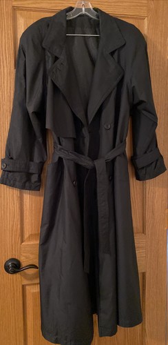 BLACK BUTTON UP TRENCH COAT SIZE 